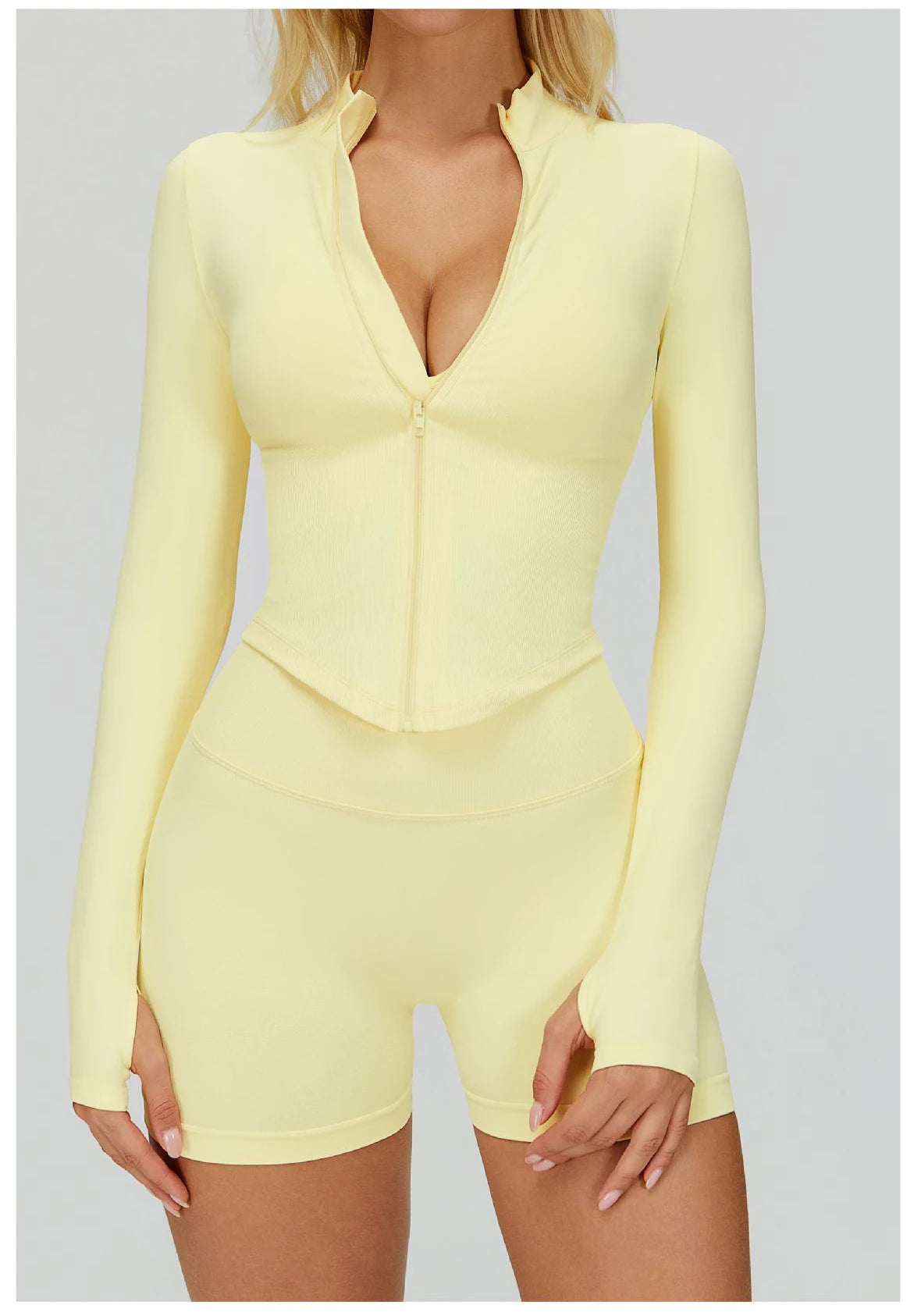 Seamless Outdoor Sports Long Sleeved Women Yoga Coat Quick Dry Zipper Cardigan Stand Up Collar Jacket Running Fitness Jacket Top