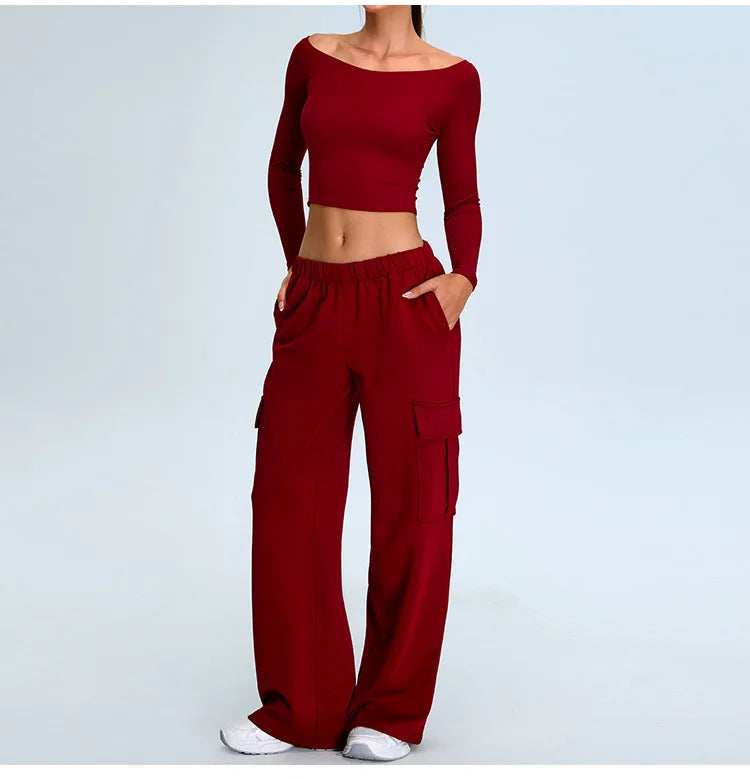 Off Shoulder Long Sleeve Yoga T-shirts Women Solid Sports Top Gym Workout Running Shirts Sexy Quick Dry Fitness Gym Sport Wear