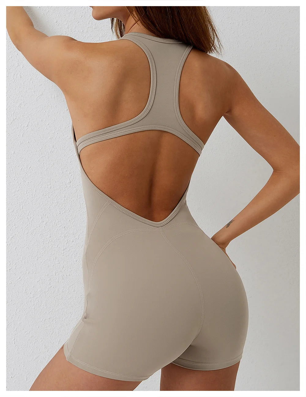 Open Back Jumpsuit for Women Workout Gym Romper Padded Yoga Set V Neck Gym Suit Backless Bodysuit Fitness Padded Gym Clothing