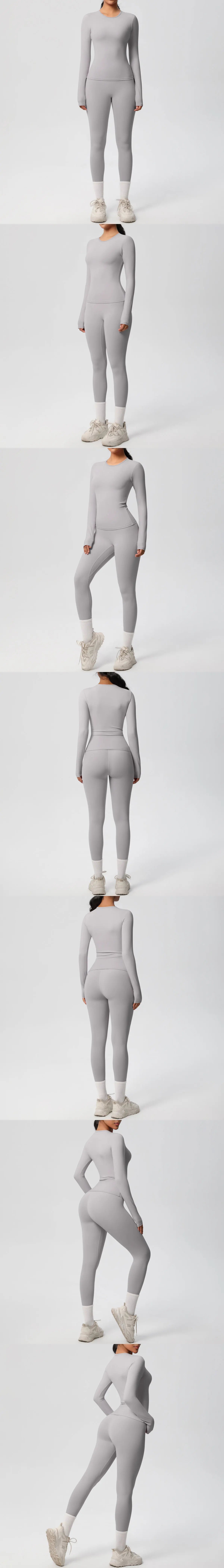2PCS Yoga Suit Sports Set Women Sportswear Gym Set Women Tracksuit Running Workout Long Sleeve Sports Shirt Yoga Clothing