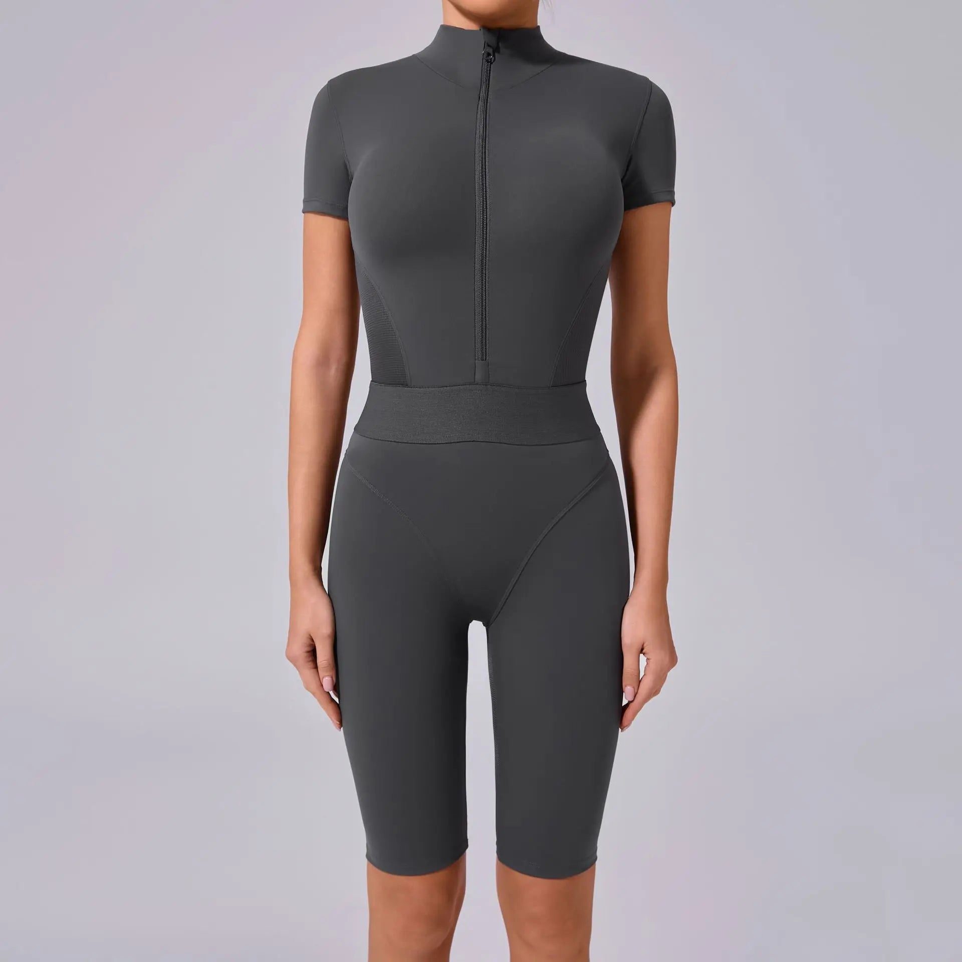Women's Tracksuit Jumpsuits One-Piece Suit Zipper Short SleevesYoga Set Gym Push Up Workout Clothes Fitness Bodysuit Sportswear