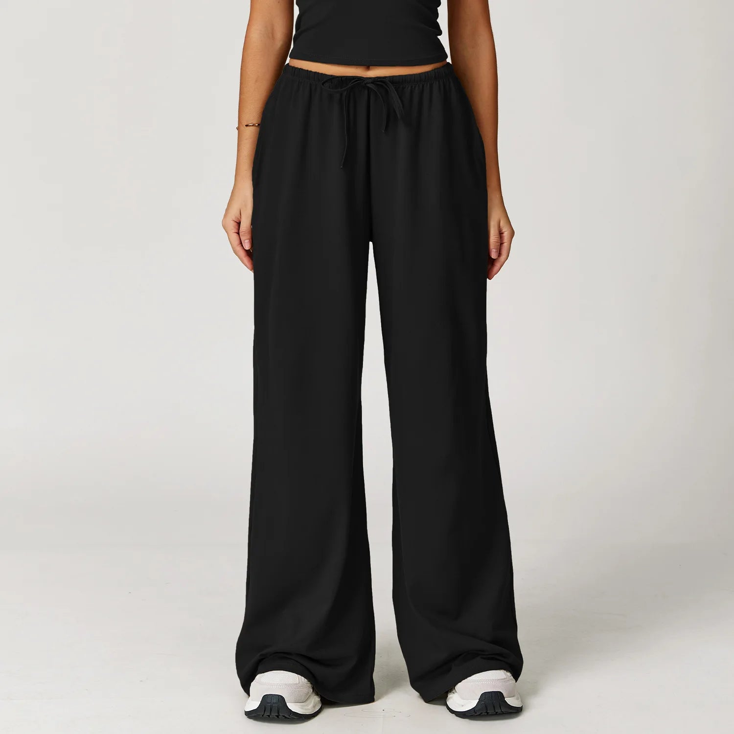 High Waist Yoga Pants Women's Hanging Wide Leg Loose Casual Pants Women's Sports Pants Fitness Running Elastic Drawstring Pants
