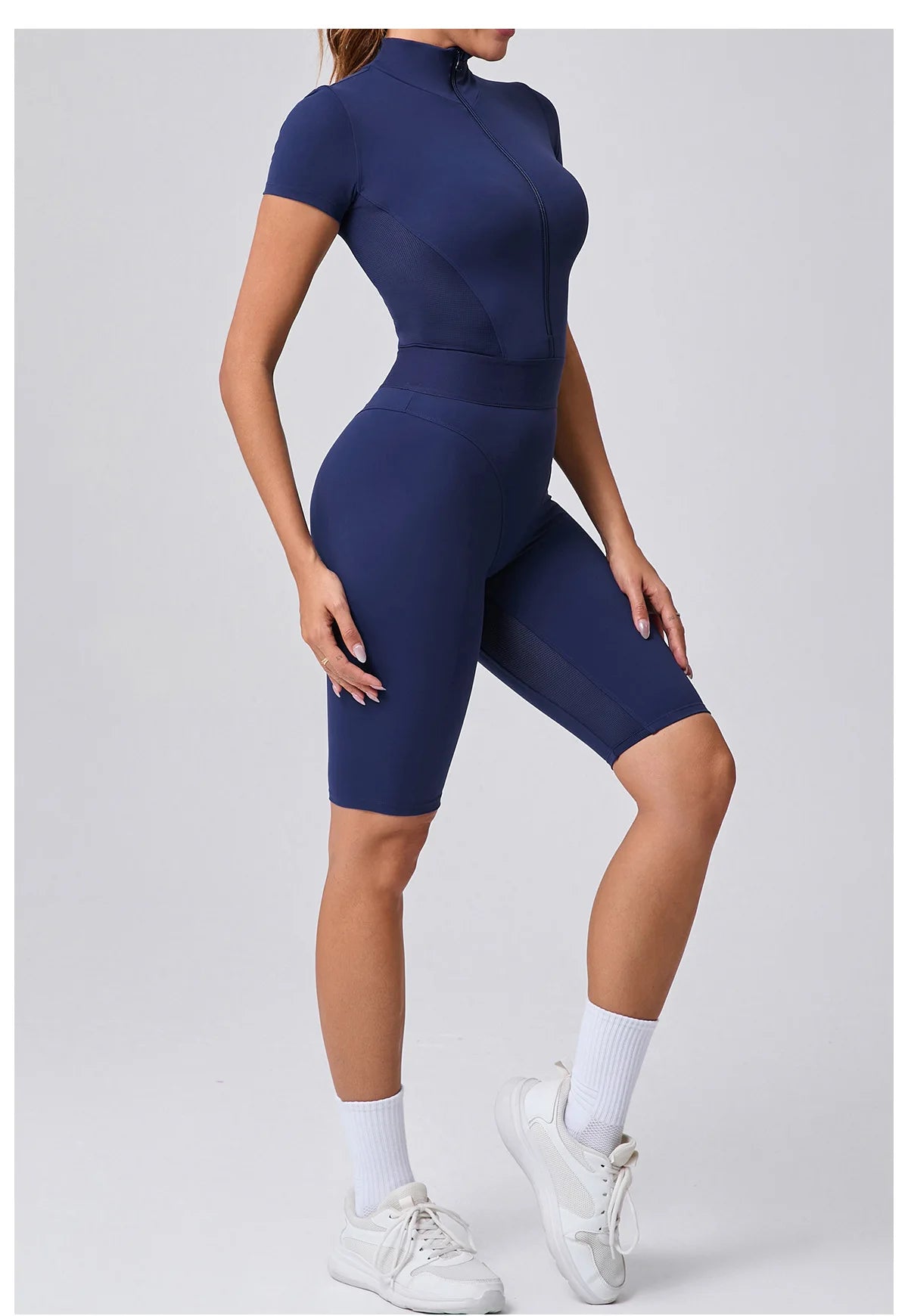 Women's Tracksuit Jumpsuits One-Piece Suit Zipper Short SleevesYoga Set Gym Push Up Workout Clothes Fitness Bodysuit Sportswear