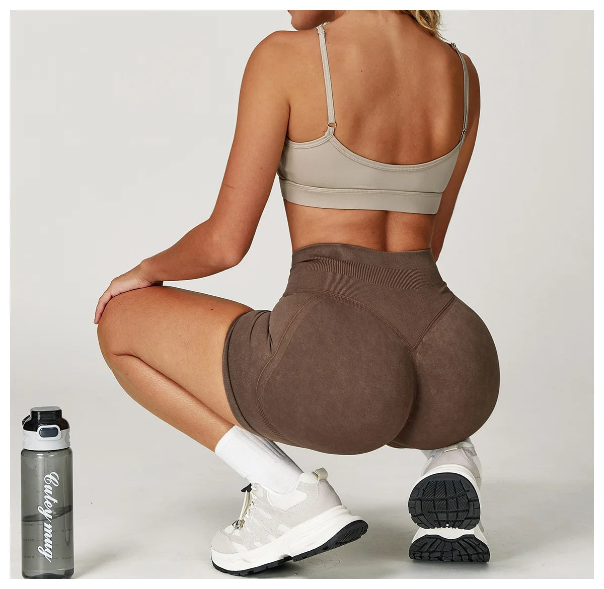 Sand Washed Yoga Shorts Women Yoga Shorts High Waist Workout Shorts Fitness Yoga Lift Butt Fitness Yoga Gym Running Short Pants