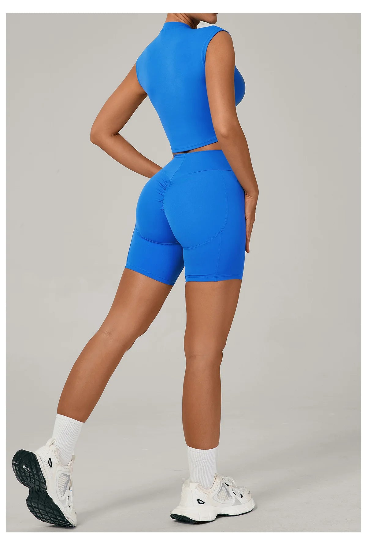 Yoga Sets Workout Sets Women Tracksuit 2 Pieces Gym Suits Yoga Short Sleeves High Waist Shorts Outfits Running Fitness Clothes