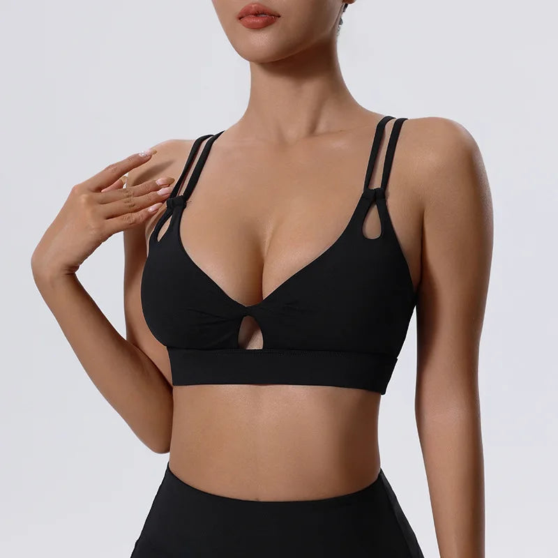 High Support Sports Bra Sexy Criss Cross Straps Back High Support Impact Yoga Underwear Running Fitness Gym Padded Bralette