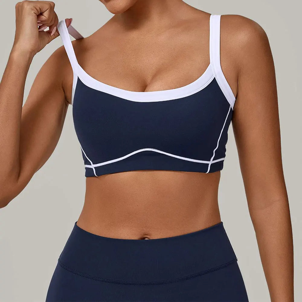 Patchwork Sports Bra Anti-Sweat Fitness Top Women Yoga Bra Shockproof Crop Top Push Up Sport Bra High Strength Gym Workout Top