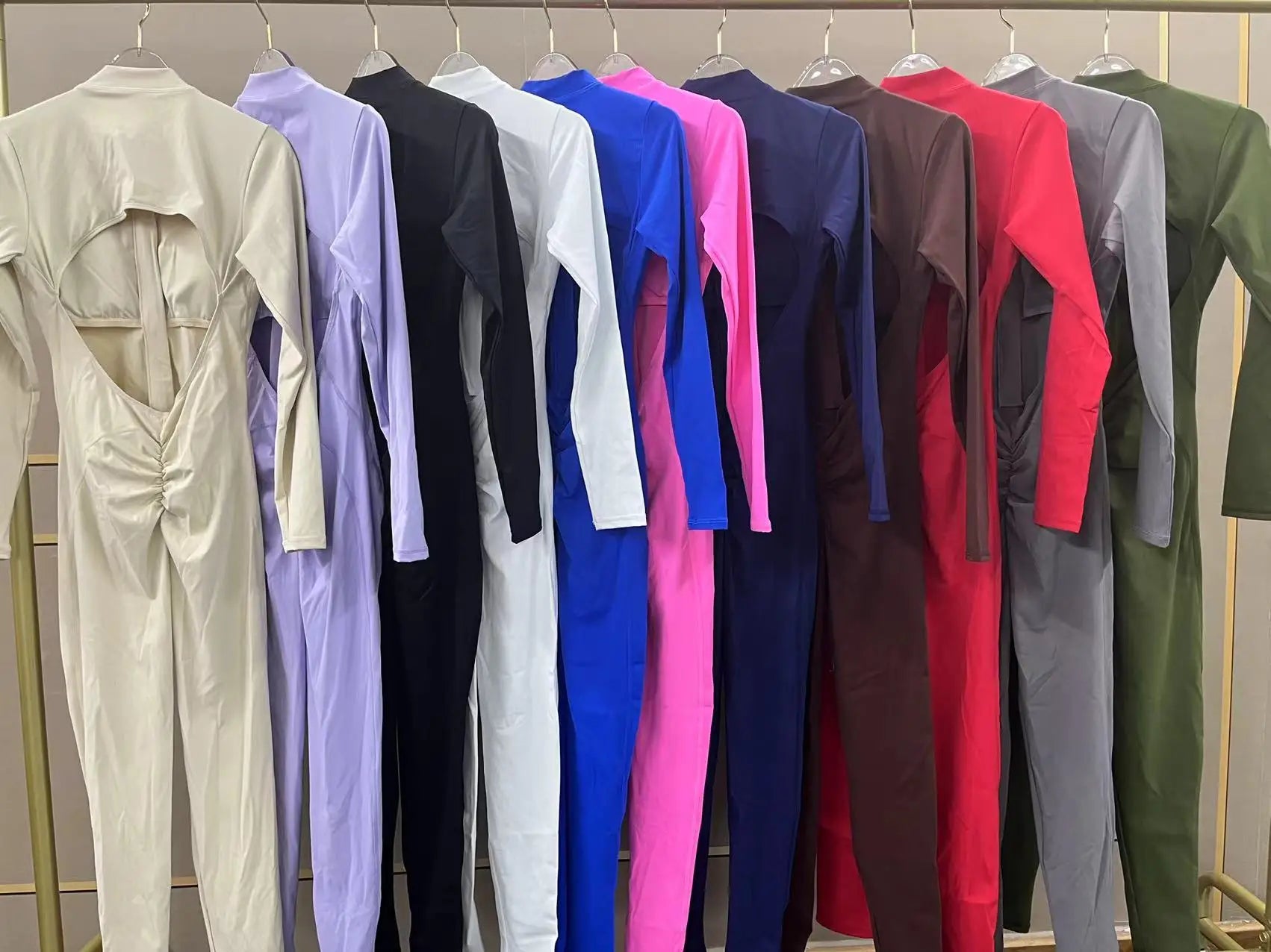 Backless Rompers Yoga Long Sleeved Women's Sportswear Gym Zipper Jumpsuits Workout Bodysuit Fitness One-piece Skin-tight Garment