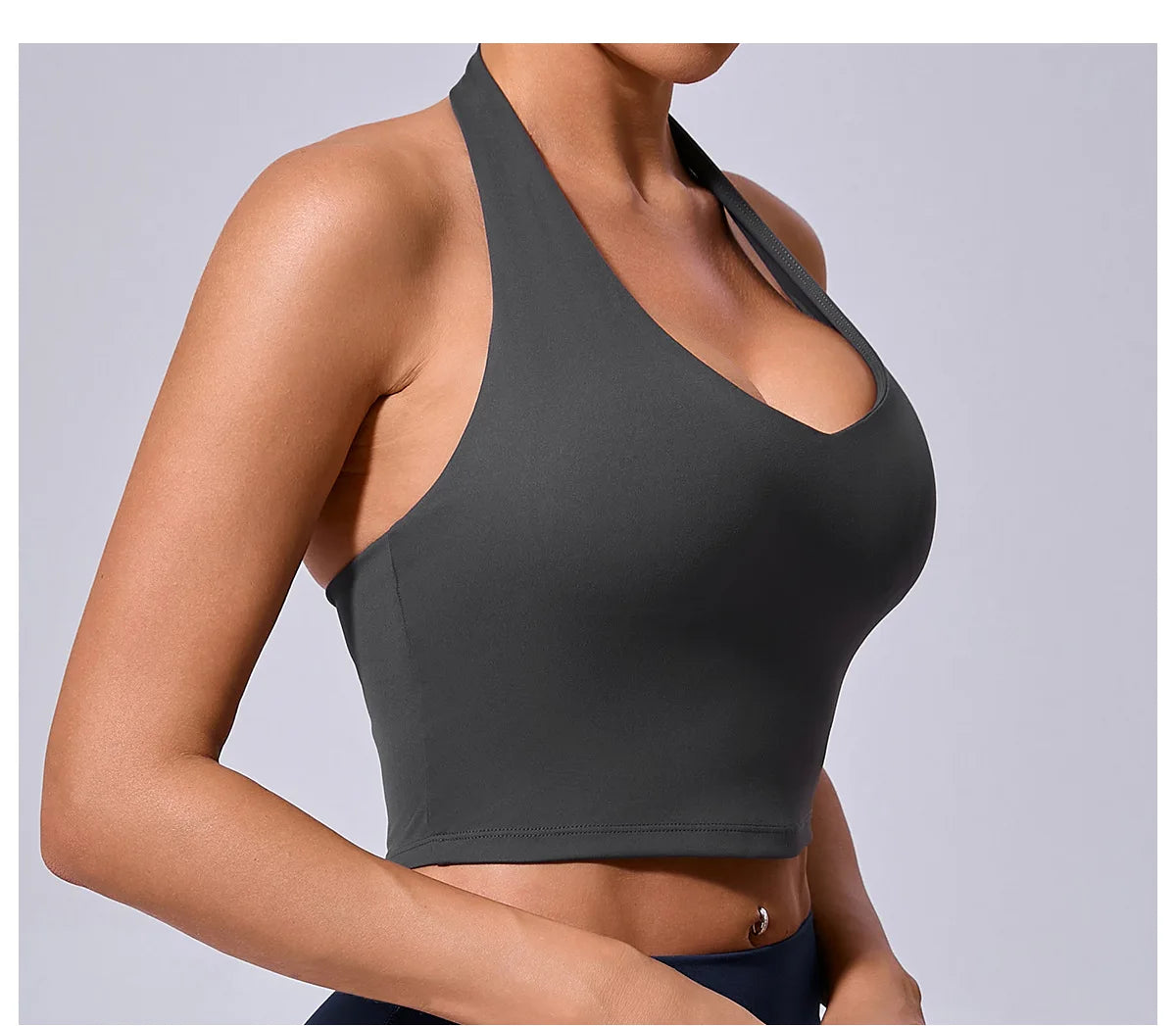 Women Hanging Neck Yoga Sports Bra Breathable Shock Proof Gym Workout Fitness Push Up Top Yoga Running Sportswear Vest Bra
