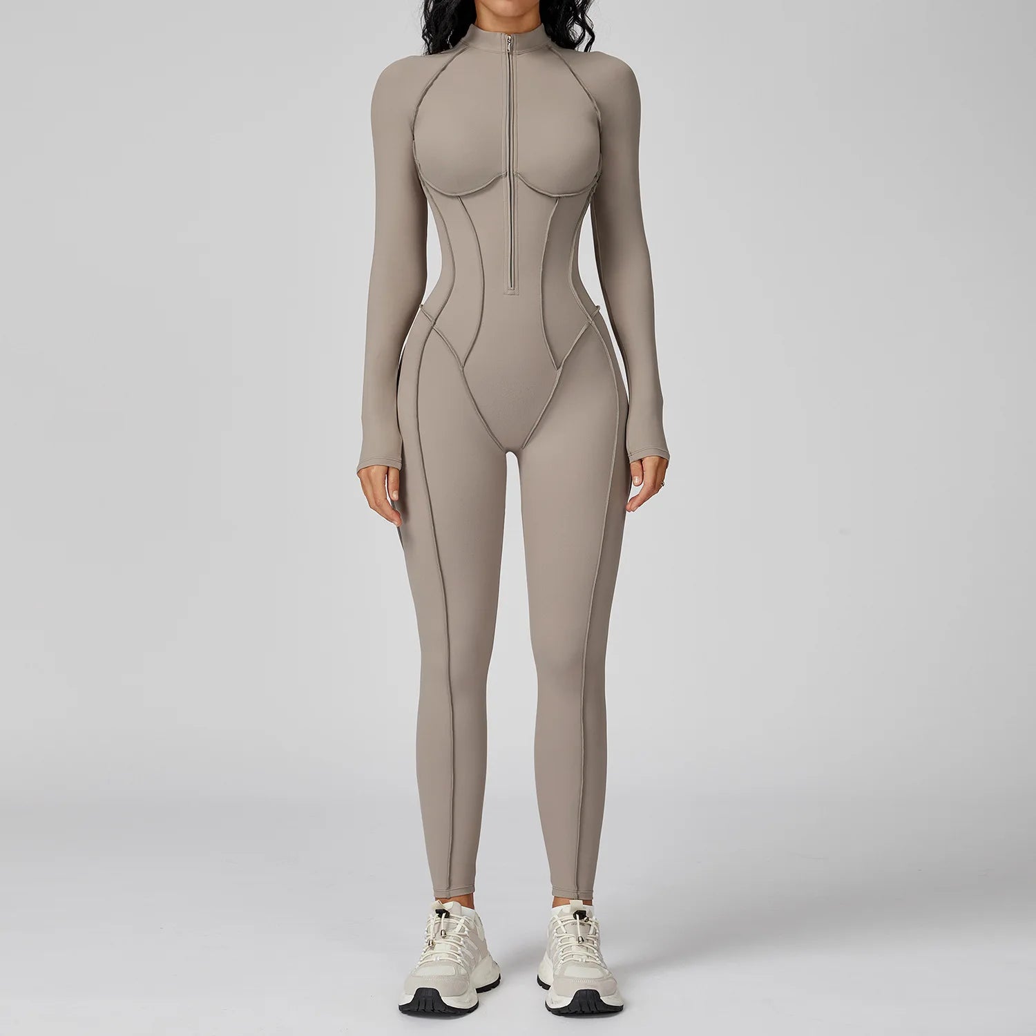 Women Sport Bodysuit Fitness Yoga Zipper Jumpsuit High Elasticity Outdoors Gym Tracksuits Workout Sports Sexy Jumpsuit Sportwear