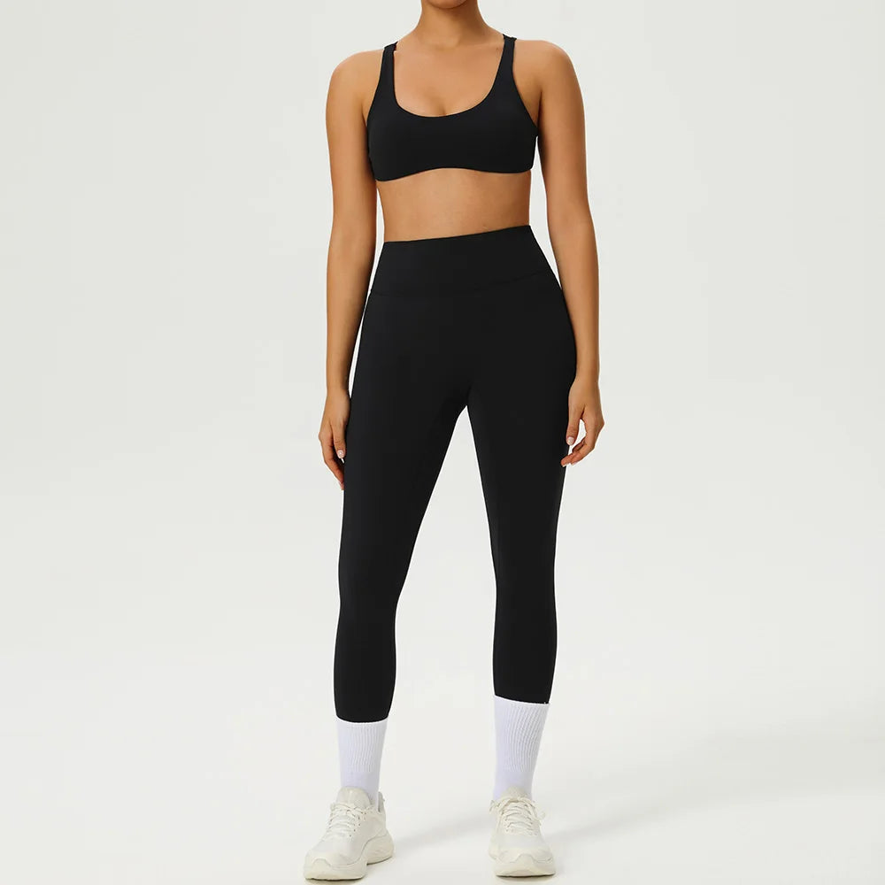 2 Pieces Yoga Set Women's Tracksuit Workout Sportswear Gym Clothing High Waist Leggings Fitness Shorts Push Up Bras Sports Suits