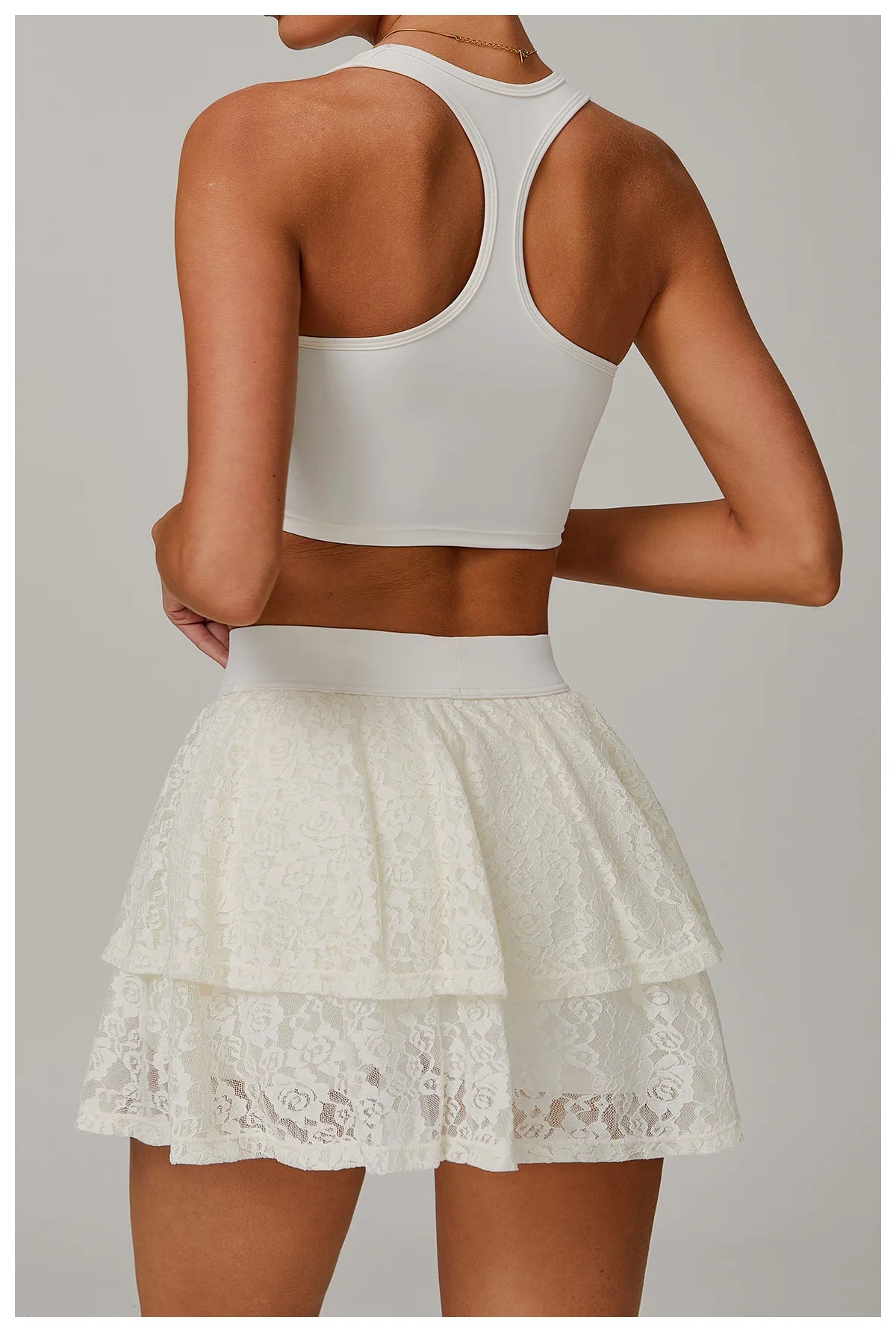 Women's High Waisted Tennis Lace Skirt Tennis Yoga Golf Sports Belt Safety Pants Pocket Comfortable and Breathable Sports Skirt