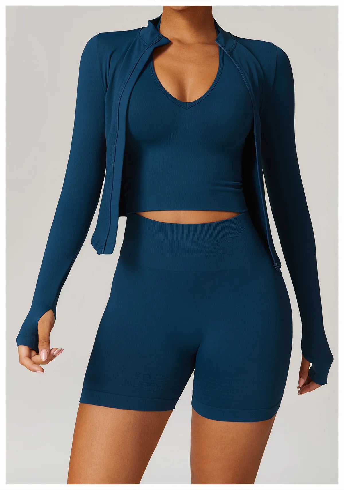 Ribbed Yoga Tops Women's Yoga Long Sleeved Standing Collar Sports Jacket Running Training Fitness Top Gym Workout Running Shirt