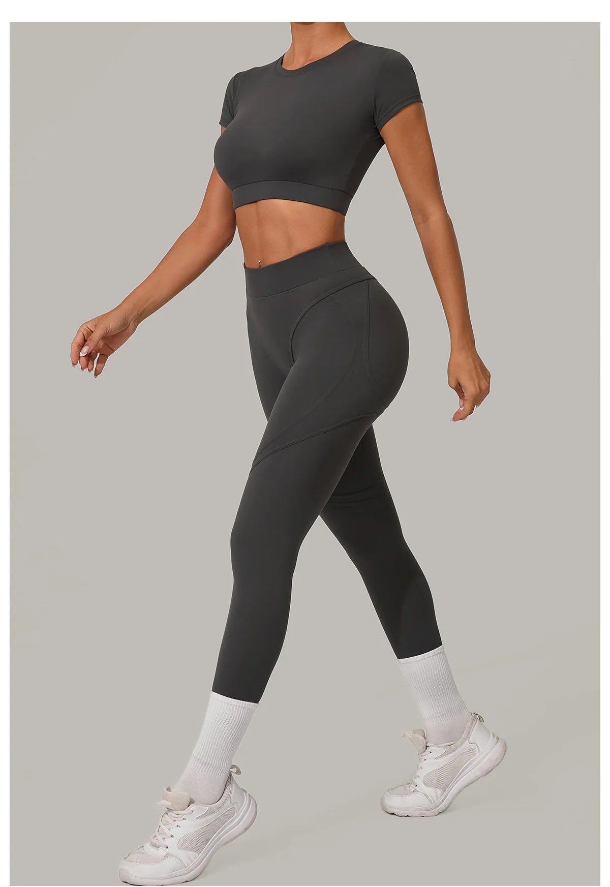 2PCS Yoga Set Gym Clothes Seamless Sportswear Yoga Suits Women Fitness Tracksuits Sports Short Sleeves Gym Leggings Sports Suits