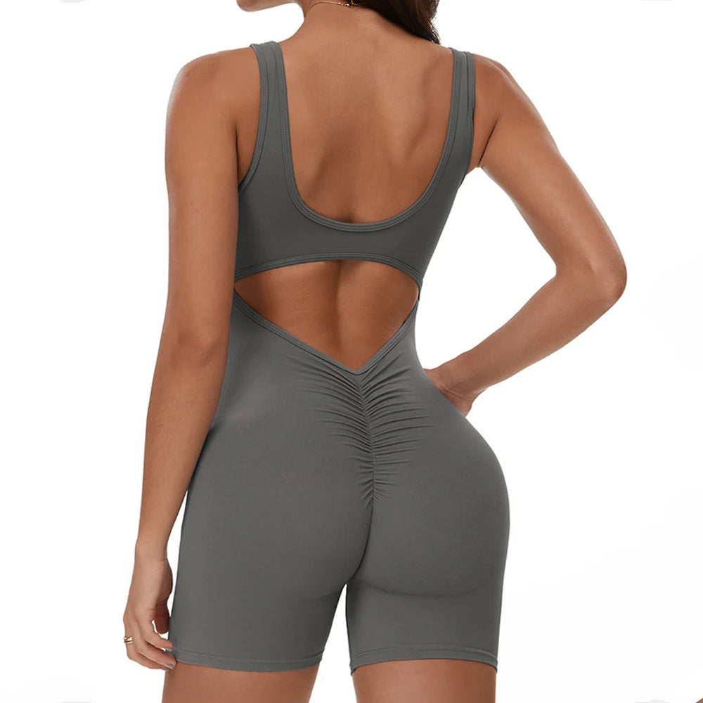 Yoga Jumpsuits Women Tracksuit Set Fitness Rompers Sexy One Piece Sports Bra Workout Bodysuit Sexy Back V Sportswear Gym Clothes