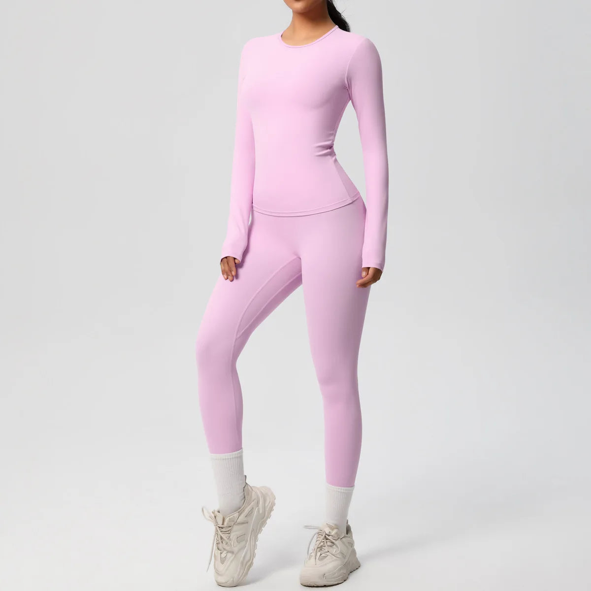 2PCS Yoga Suit Sports Set Women Sportswear Gym Set Women Tracksuit Running Workout Long Sleeve Sports Shirt Yoga Clothing