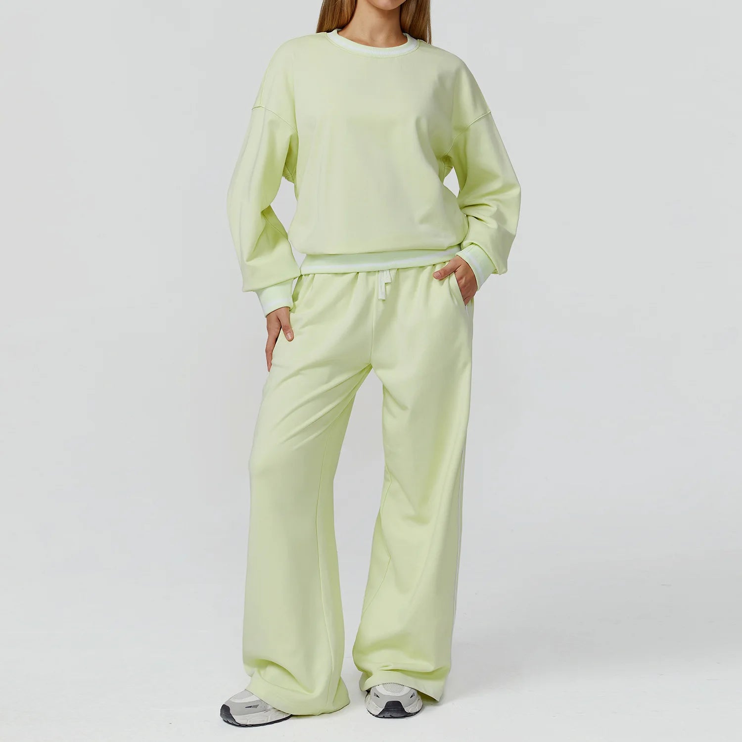 2PCS Winter Yoga Set Contrasting Hoodie Set Women's Tracksuit Comfortable Running Gym Set Women's Clothes Outdoor Sports Set