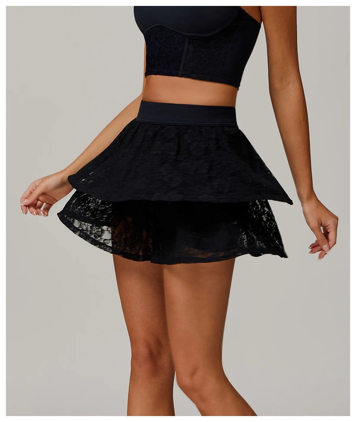 Women's High Waisted Tennis Lace Skirt Tennis Yoga Golf Sports Belt Safety Pants Pocket Comfortable and Breathable Sports Skirt