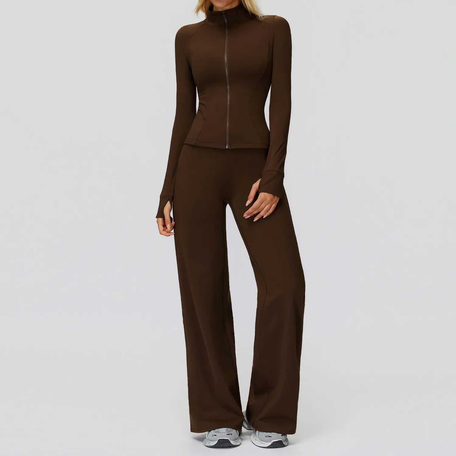 Yoga Set 2PCS Women Tracksuit Sportswear Workout Clothes Athletic Wear Gym Overalls Legging Fitness Top Long Sleeve Sports Suits