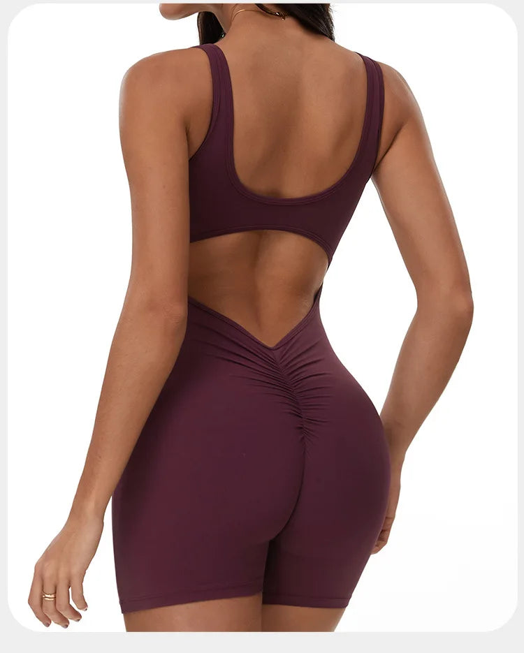 Yoga Jumpsuits Women Tracksuit Set Fitness Rompers Sexy One Piece Sports Bra Workout Bodysuit Sexy Back V Sportswear Gym Clothes