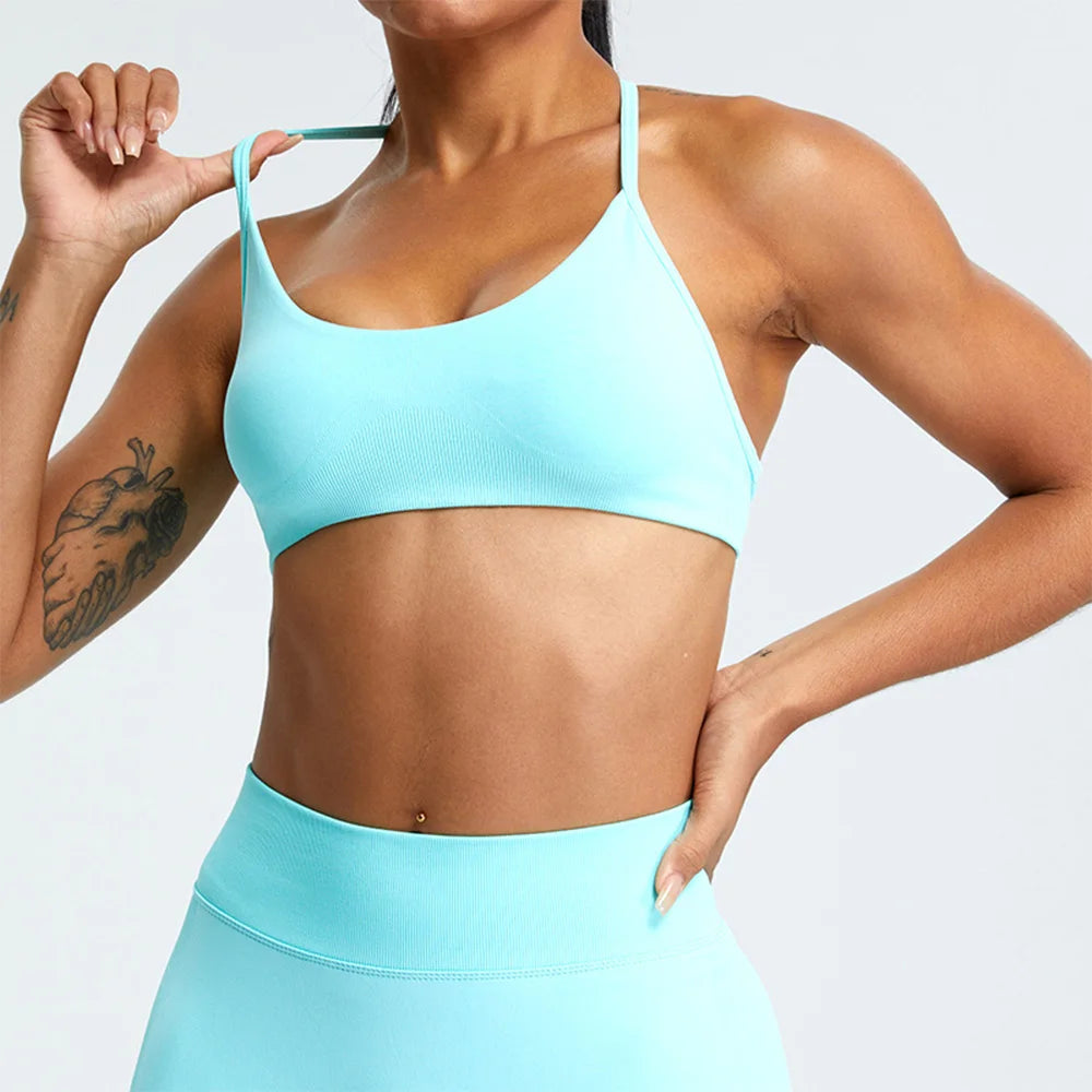 Women Sports Underwear High Support Sports Top Push Up Yoga Bra Gym Crop Top High Strength Fitness Workout Bra Running Brassiere