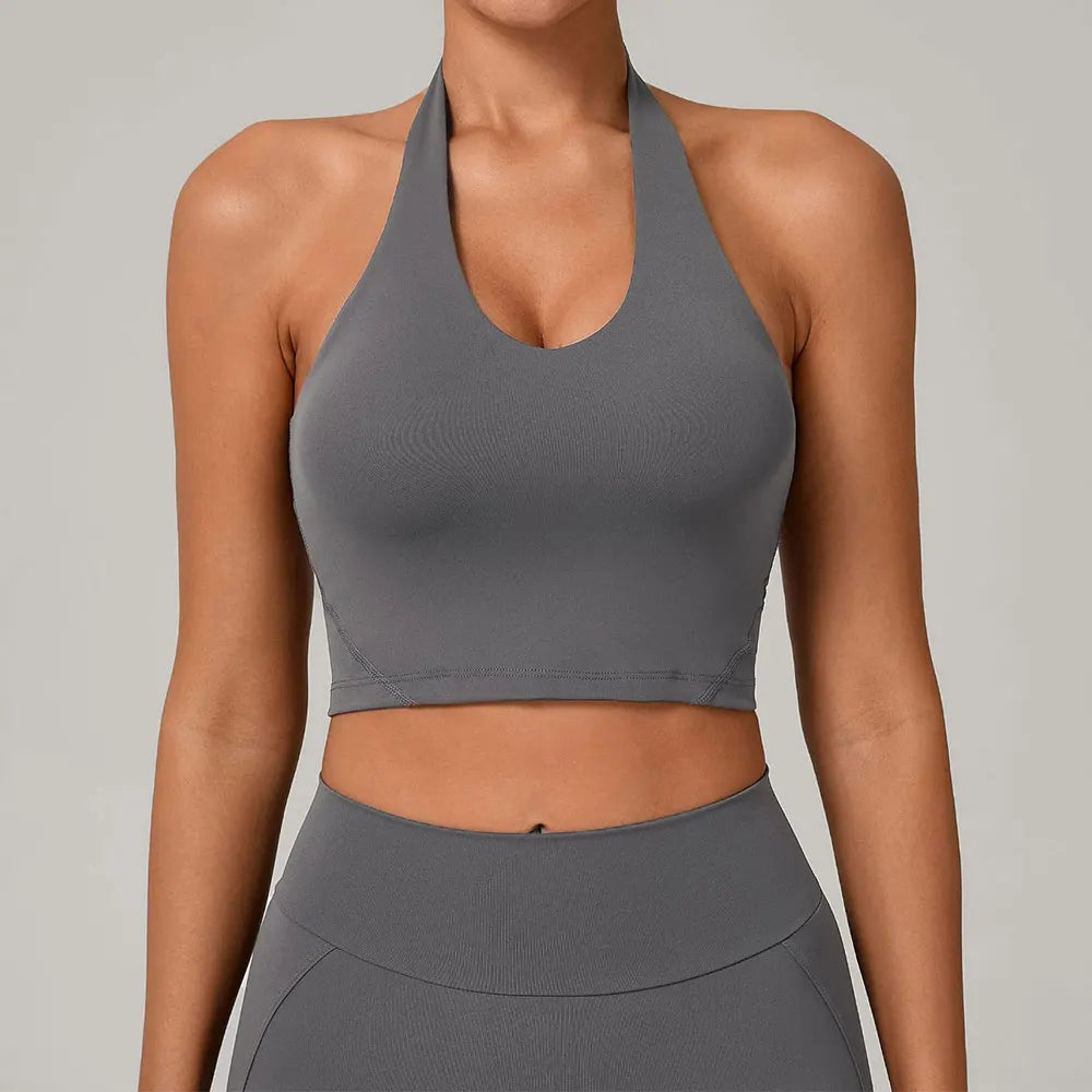 Sexy Impact Sports Bra Women Halter Top High Support Push-up Open Back Gym Bra Shockproof Running Fitness Yoga Workout Underwear