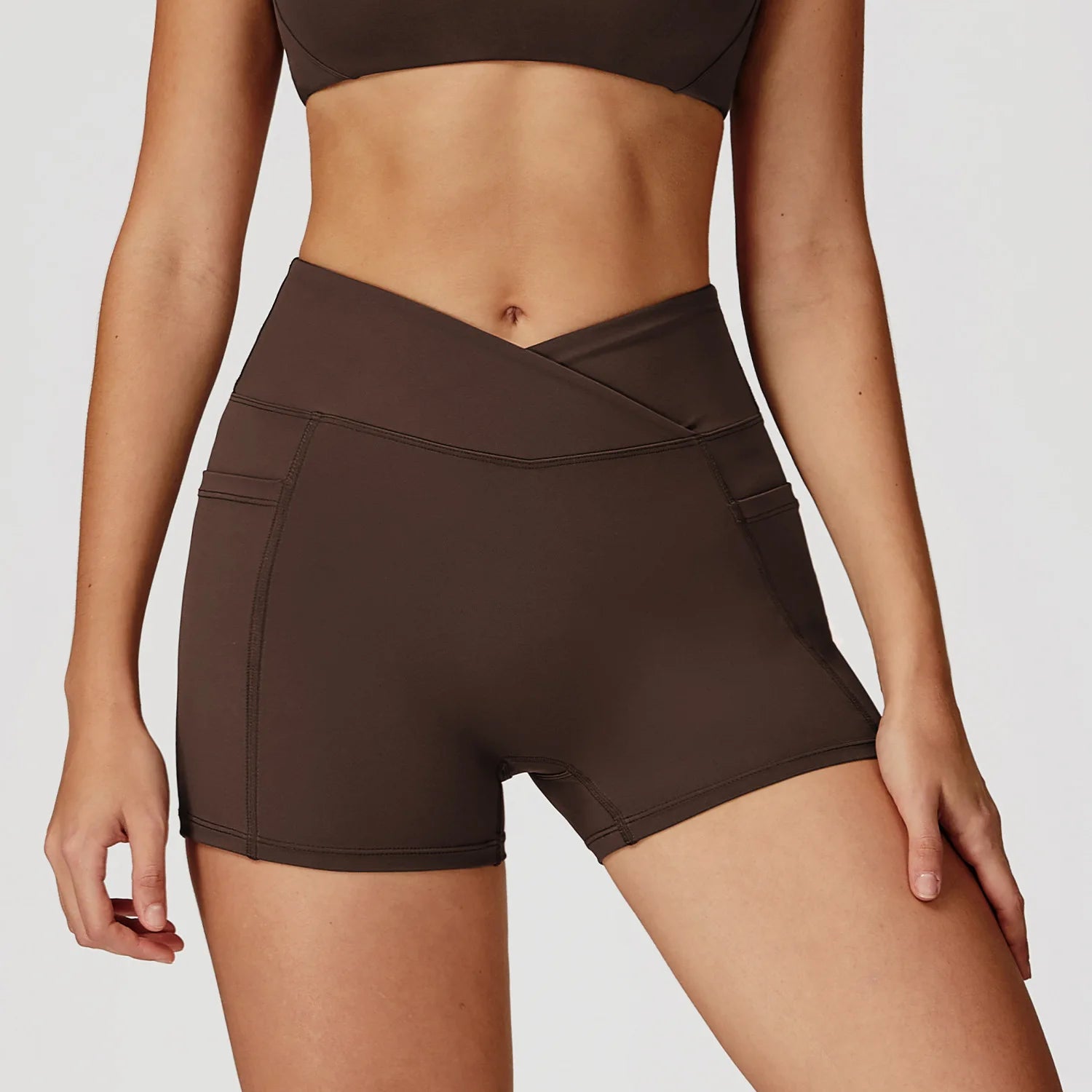 Cycling Shorts Cross Waist Head Yoga Shorts High Waist Workout Fitness Lift Butt Fitness Tights Gym Running Body Shaper Pants