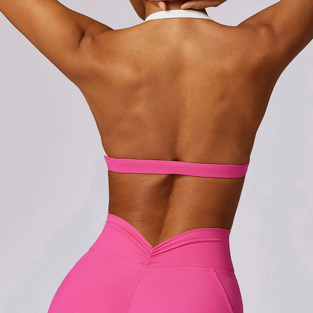 Women's Neck Hanging Back Beauty Yoga Bra Quick Drying Sports Underwear Gym Push Up Workout High-intensity Running Fitness Vest