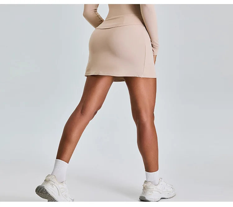 High Waist Sports Short Skirt Women's Yoga Short Skirt Running Training Fitness Tennis A-line Skirt Fake Two Yoga Short Skirts