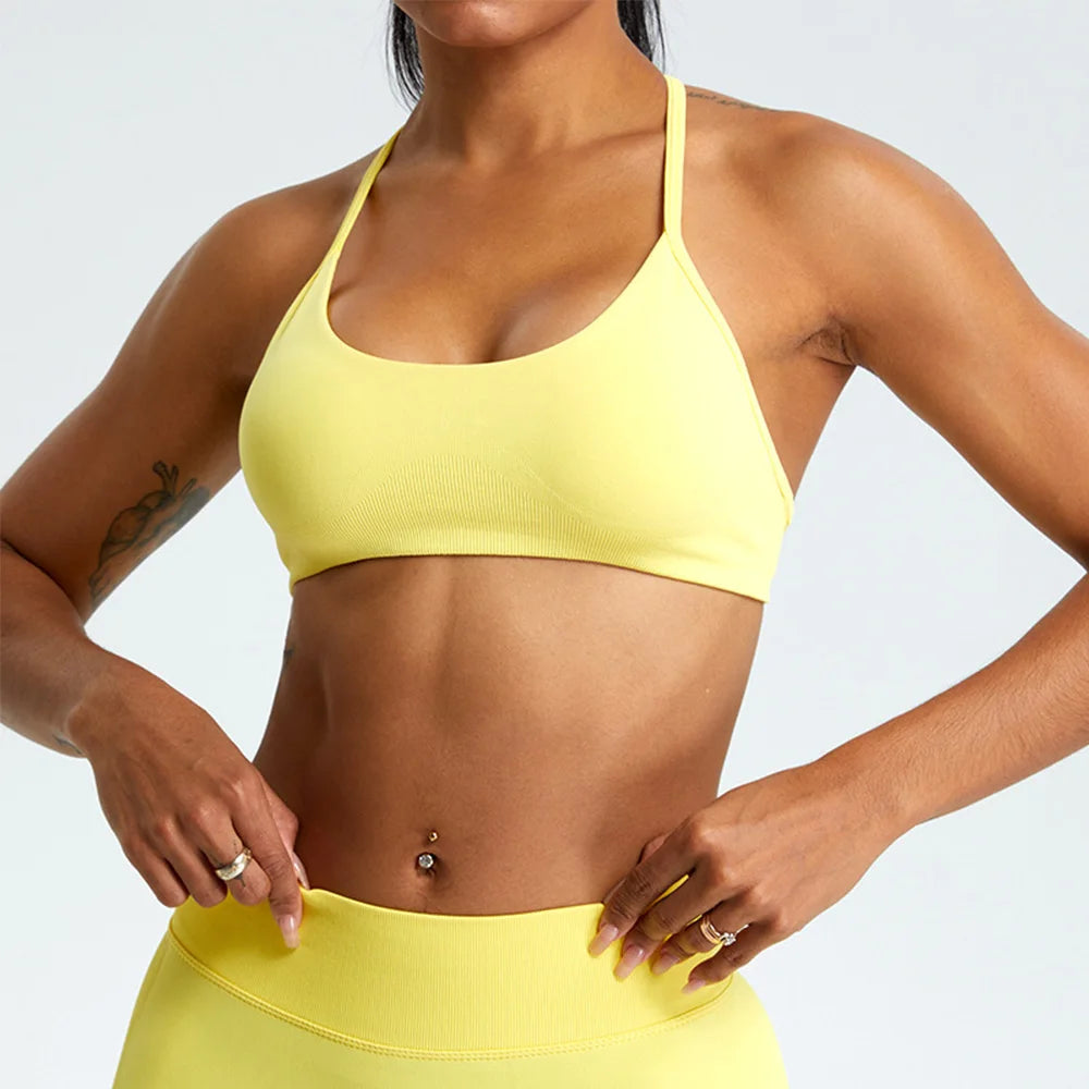 Women Sports Underwear High Support Sports Top Push Up Yoga Bra Gym Crop Top High Strength Fitness Workout Bra Running Brassiere