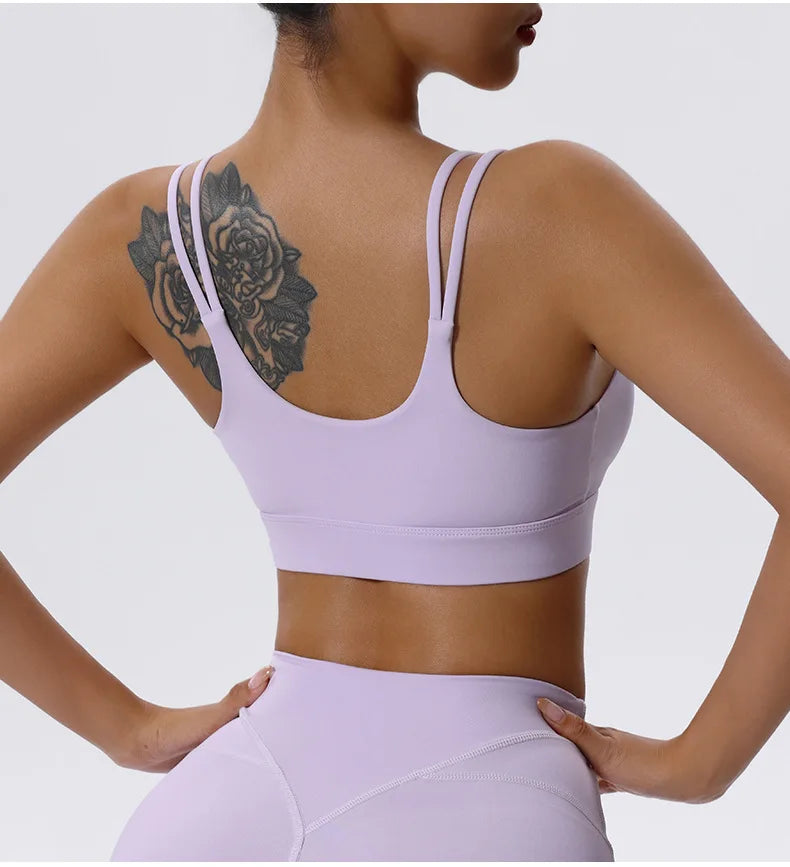 High Support Sports Bra Sexy Criss Cross Straps Back High Support Impact Yoga Underwear Running Fitness Gym Padded Bralette