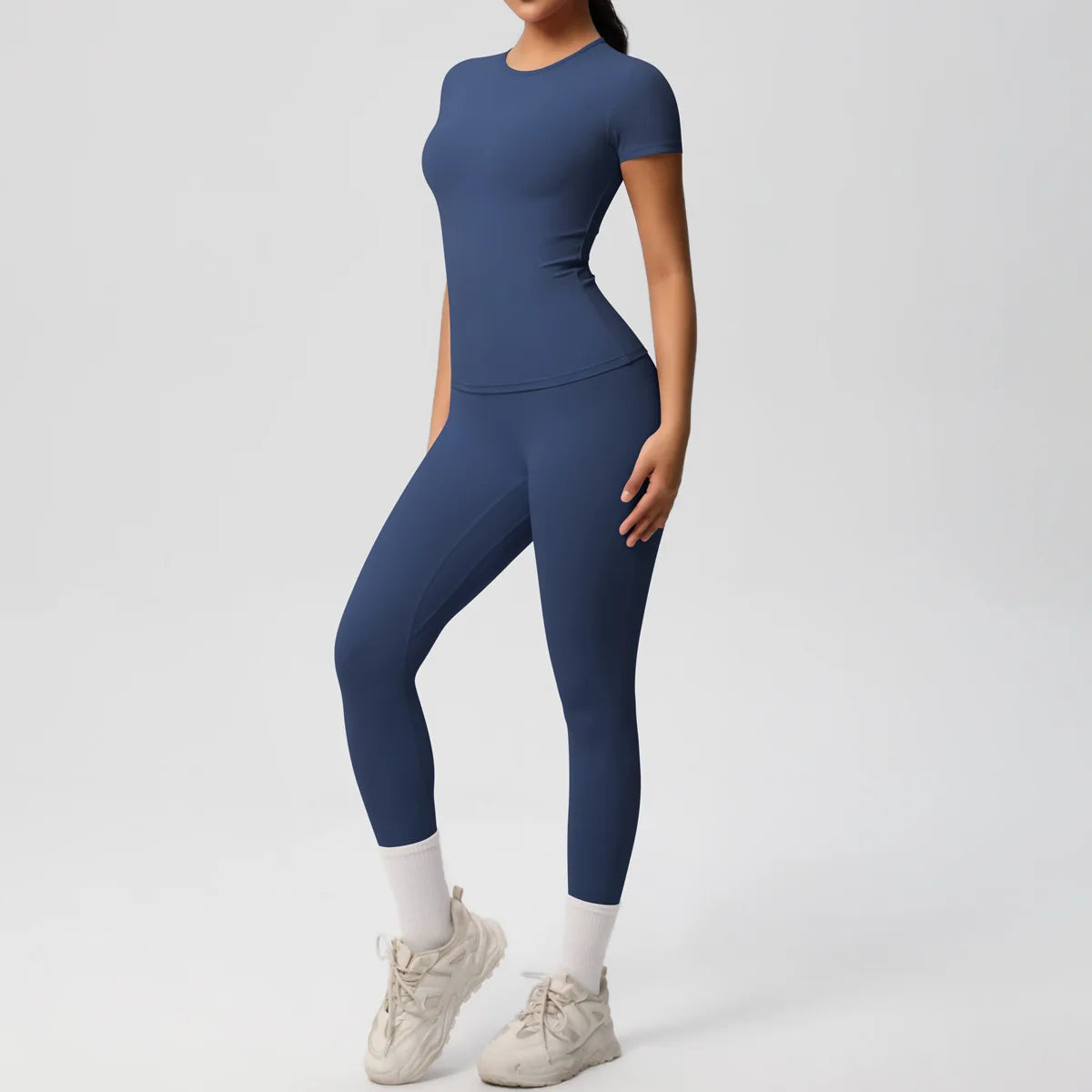 2PCS Yoga Set Women's Tracksuit Quick-Drying Gym Leggings Set Short Sleeve Breathable Gym Yoga Slim Fitness Active Top
