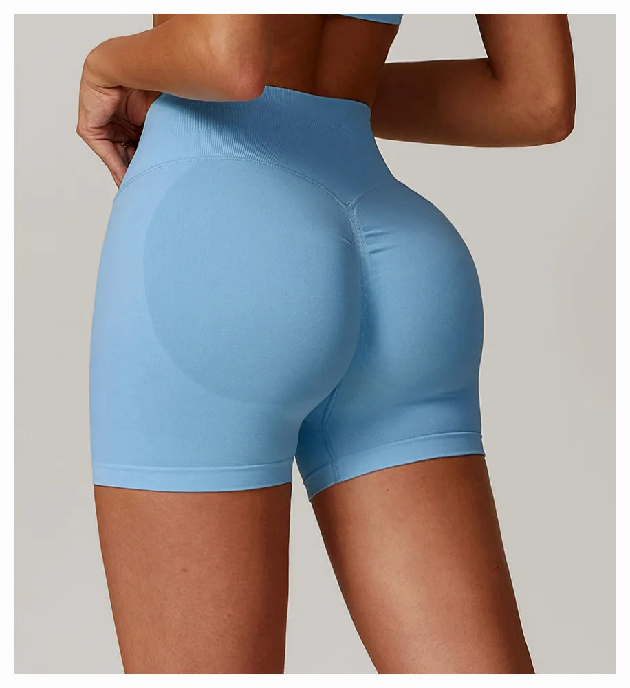 Ribbed Shorts for Women Yoga Shorts Push Up Booty Workout Gym Shorts Fitness High Waist Sports Short Seamless Women Clothing