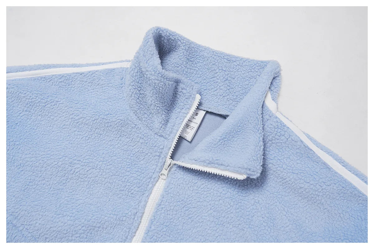 Winter Women's Standing Collar Windproof and Warm Fleece Jacket Women's Long Sleeved Running and Fleece Sports Jacket