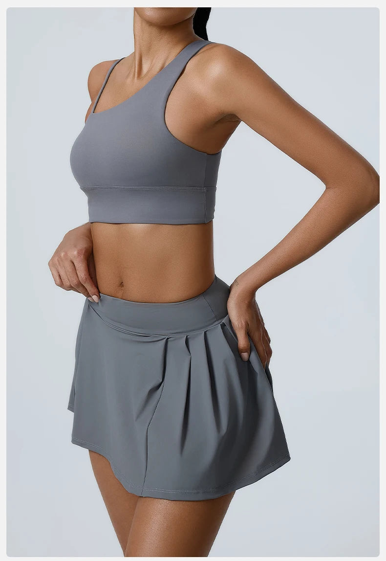 Yoga Set 2PCS Women Sport Suit Gym wear Workout Clothes Sports Crop Top Yoga Short Skirt Fitness Bra Set Breathable Gym Suits