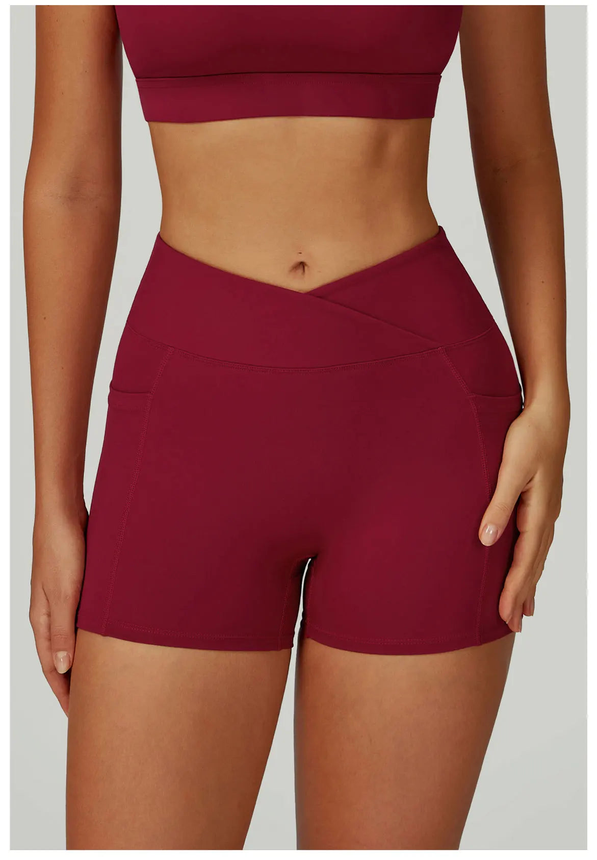 Cross Waist Head Yoga Shorts High Waist Workout Fitness Lift Butt Fitness Tights Gym Running Body Shaper Pants Casual Sportswear