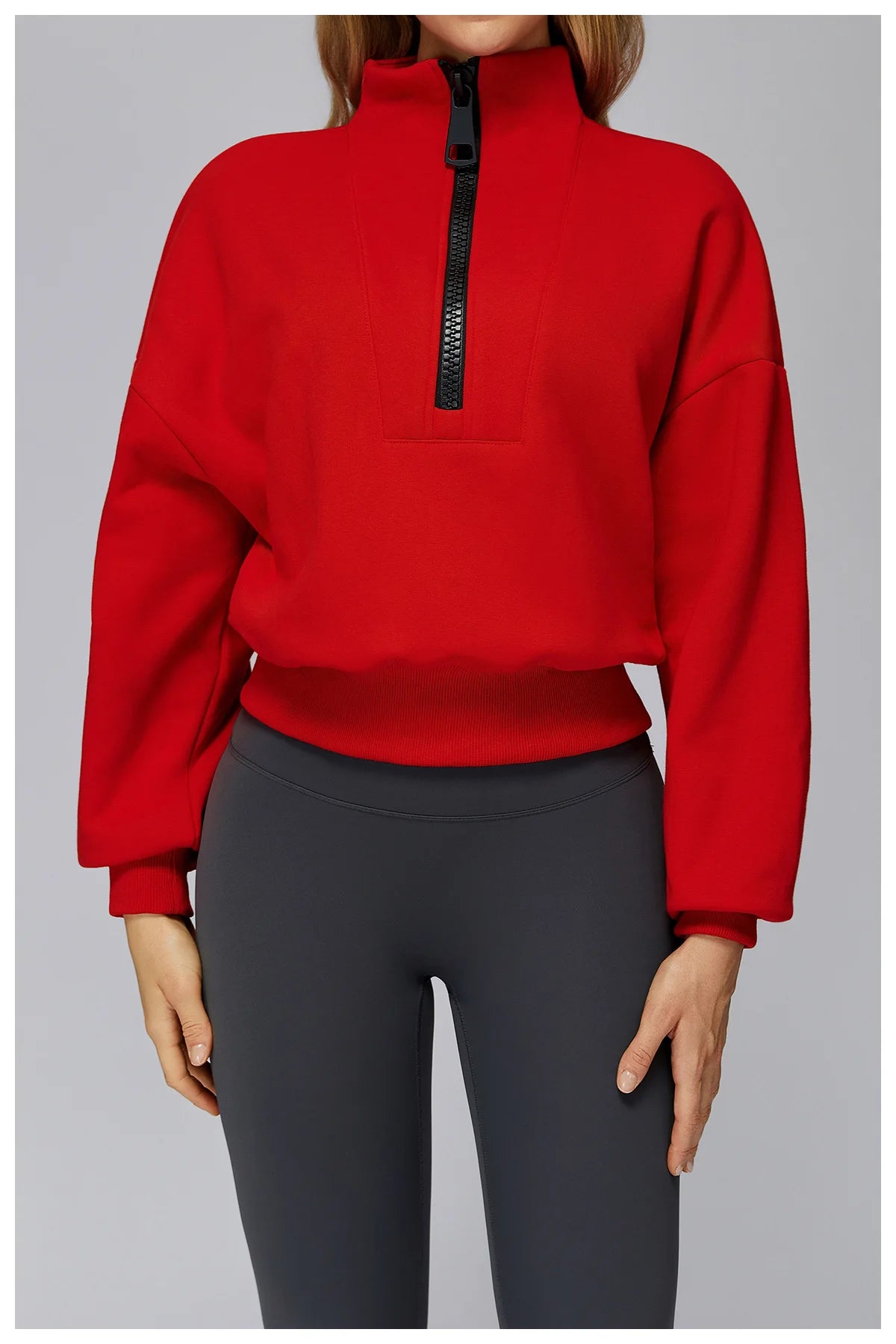 Winter Sports Hoodie Yoga Long Sleeved Women's Stand Collar Loose Windproof Hoodie Warm Long Sleeved Casual Outdoor Sports Top