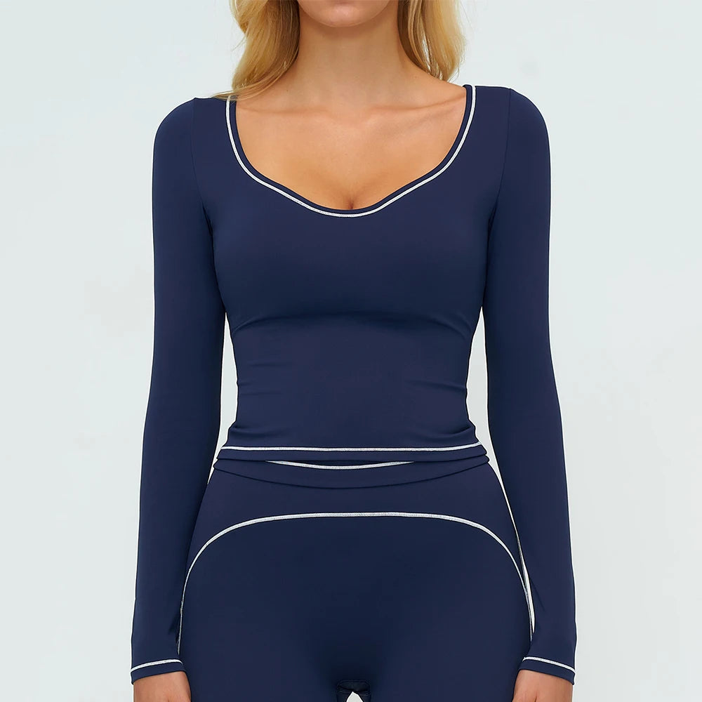 Yoga Shirts Women's Yoga Long Sleeve Fitness Long Sleeve Running Gym Clothes Workout Dry Fit Breathable High Elastic Sports Top