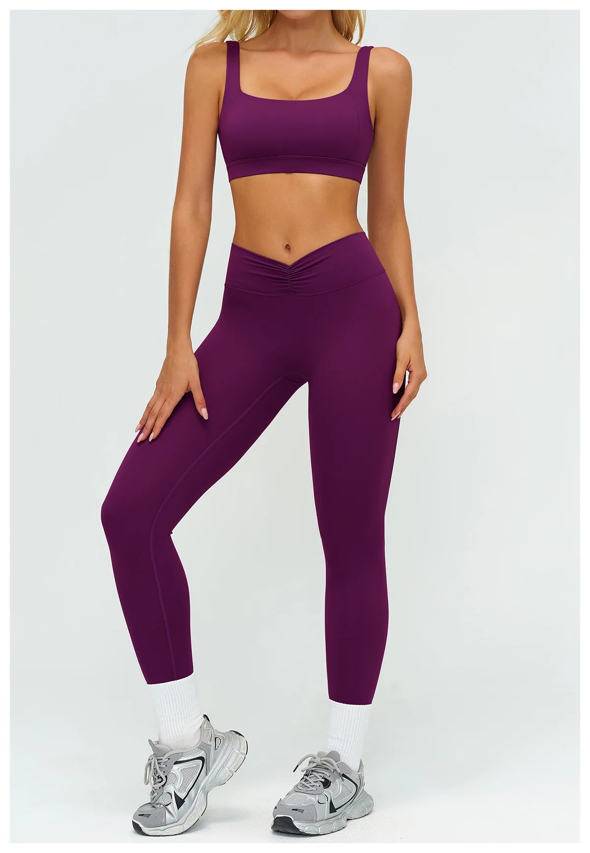 2PCS Yoga Set Women's Tracksuit Fitness Suit Sportswear Workout Sports Bra High Waist Leggings Gym Clothing Sports Shorts Suit