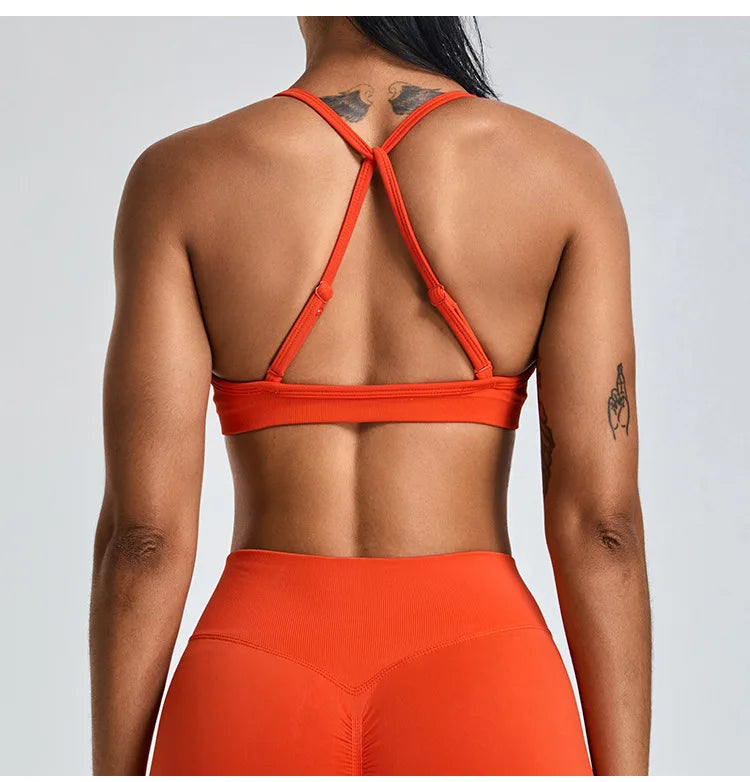 Women Sports Underwear Scrunch Push-up High Support Adjustable Thin Shoulder Strap Tank Fitness Top Seamless Workout Yoga Bras