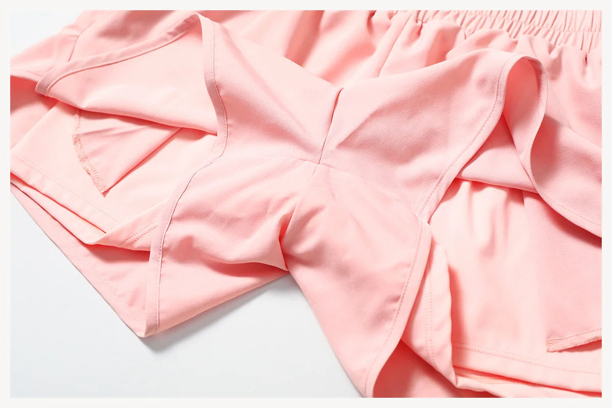 Yoga Shorts Women Fitness Shorts Running Cycling Shorts Breathable Sports High Waist Workout Gym Shorts Pocket Fake Two Pieces