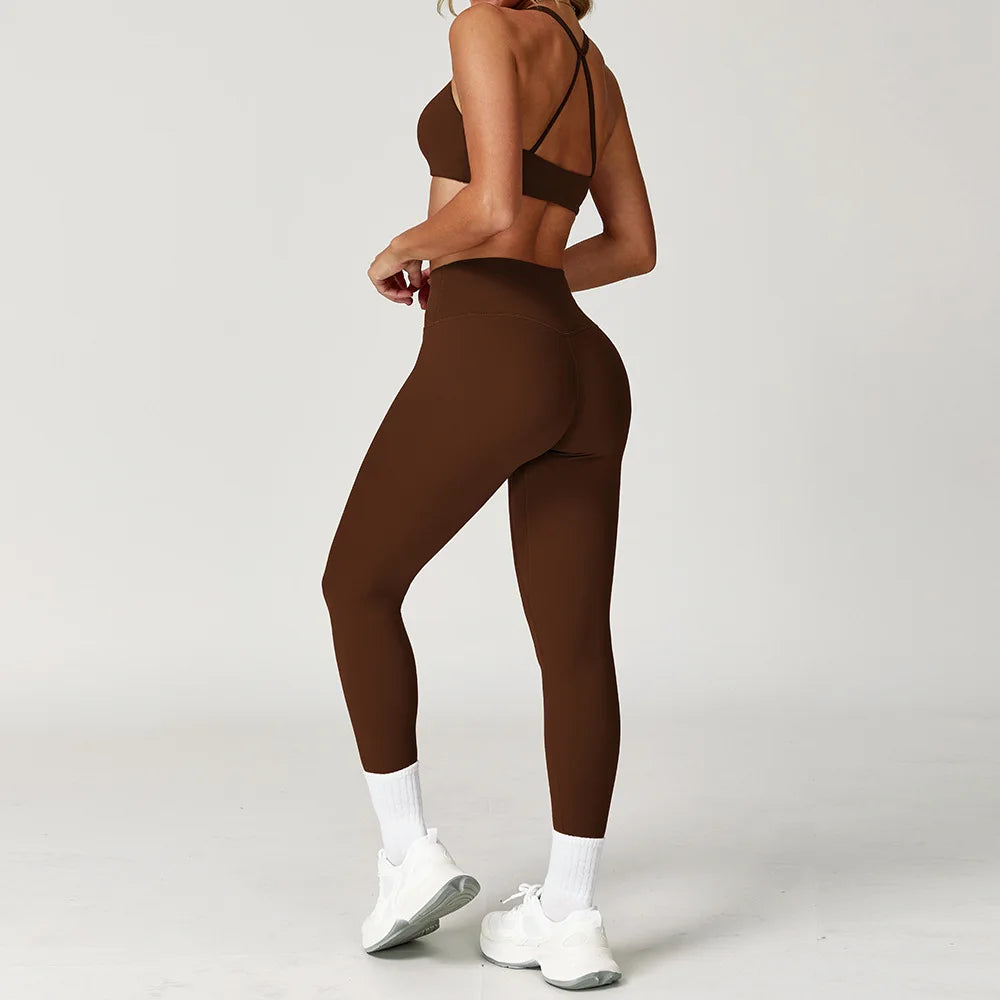 Women's Tracksuit 2PCS Fitness Suit Yoga Set Sportswear Workout Sports Bra High Waist Leggings Gym Clothing Seamless Sports Suit