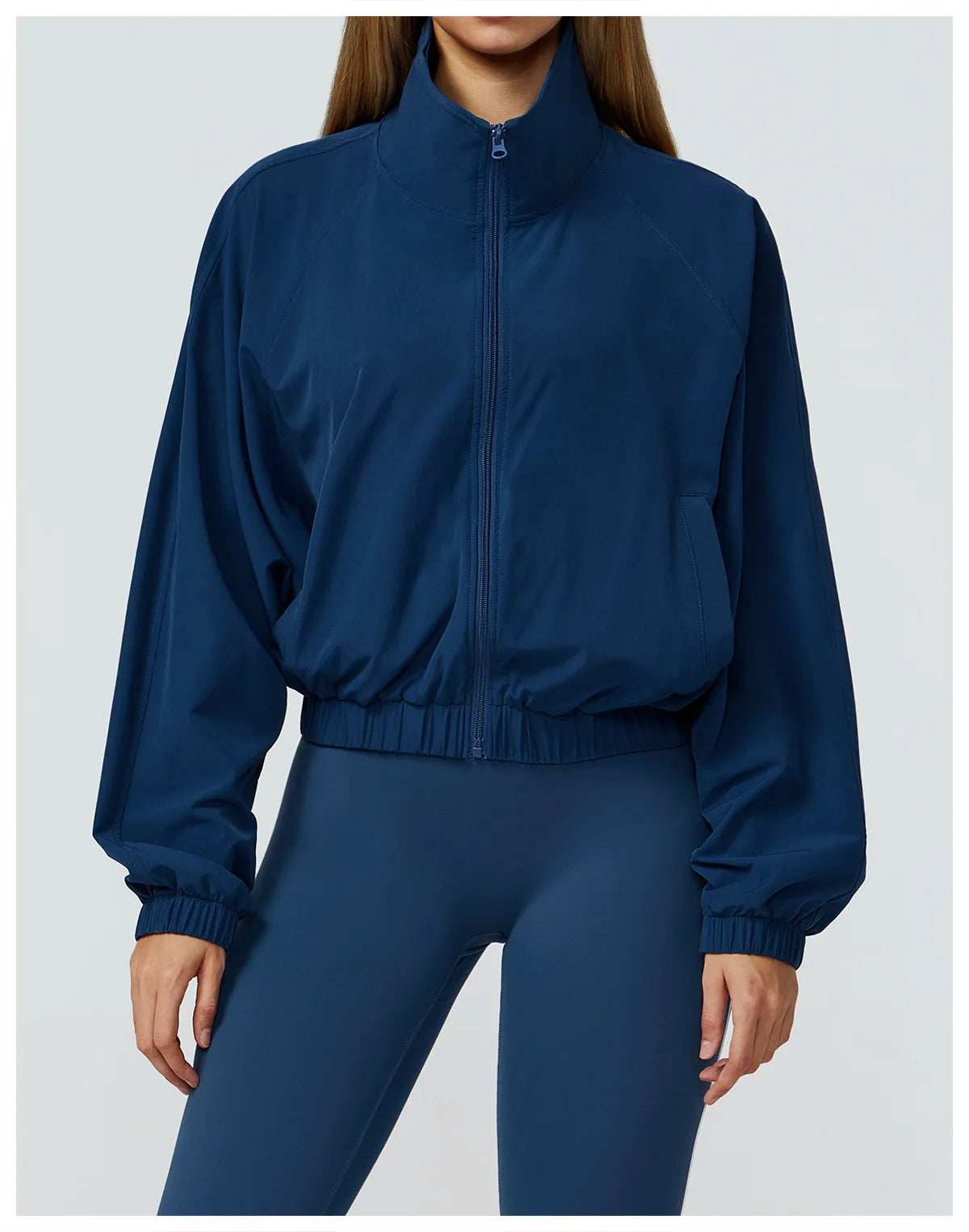 New Quick Drying Stand Up Collar Sports Jacket Women's Zipper Top Windproof Outdoor Running Fitness Long Sleeved Yoga Jacket