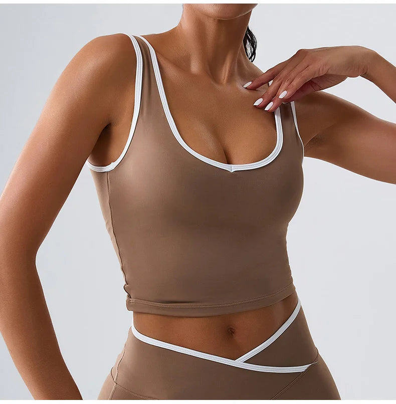 Workout Bra Fitness Yoga Bras Women Race Back Sports Bras Color Blocked Top Women Bra Sexy Breathable Underwear Women Gym Tops