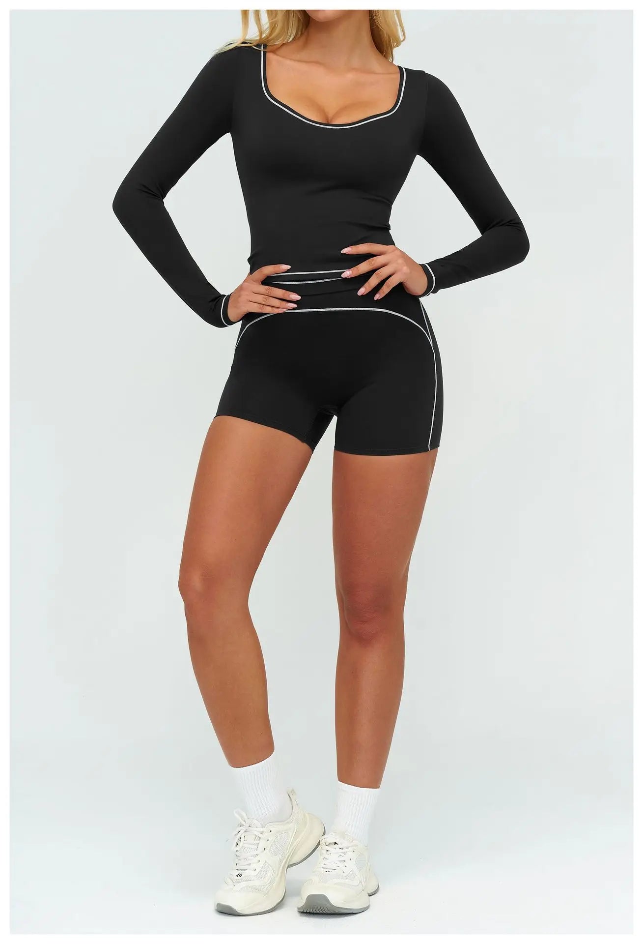 Yoga Set Women Tracksuit 2PCS Sportswear Workout Clothes Athletic Wear Gym Leggings Fitness Outfits Top Long Sleeve Sports Suits