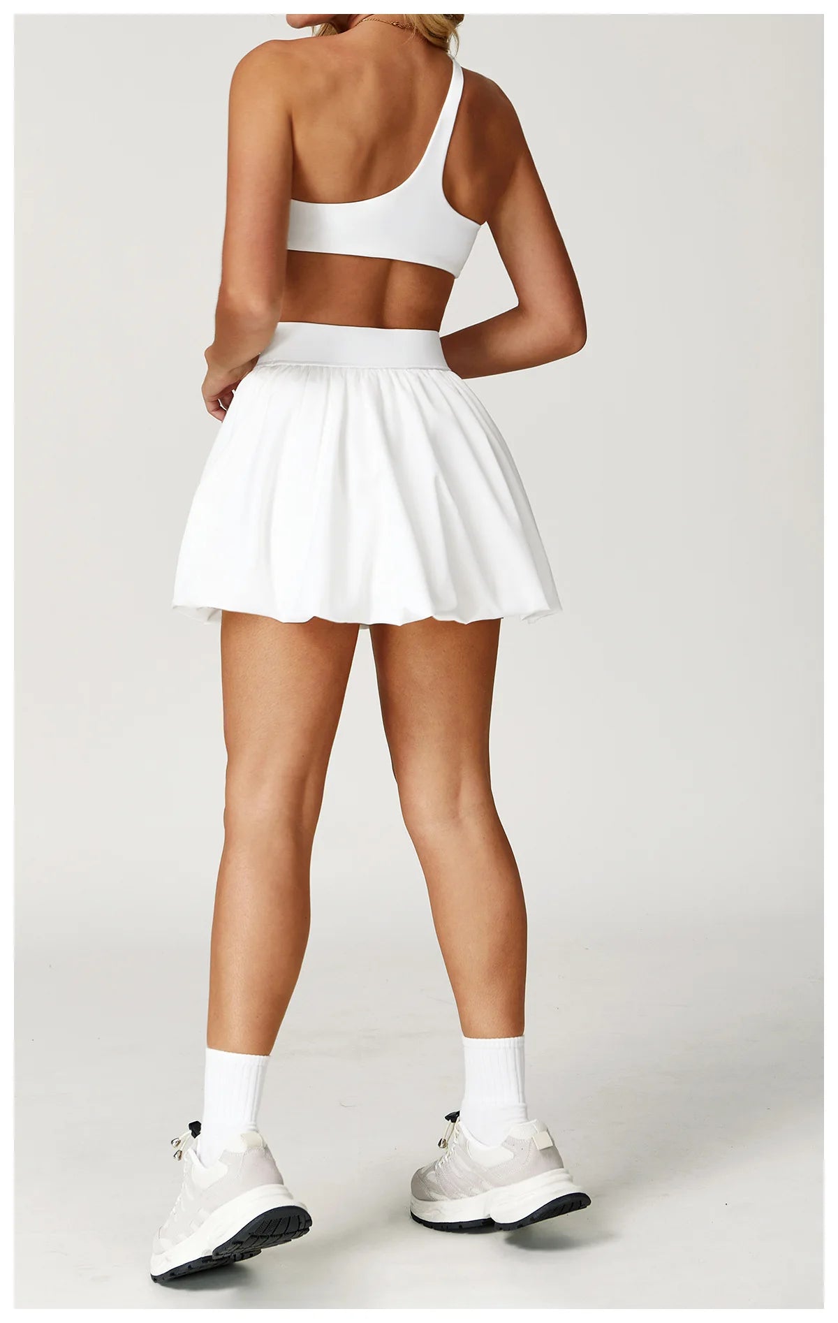 Quick Drying Tennis Short Skirt Women's Yoga Short Skirt Anti Glare Breathable Pocket Puffy Skirt Running Sports Short Skirt
