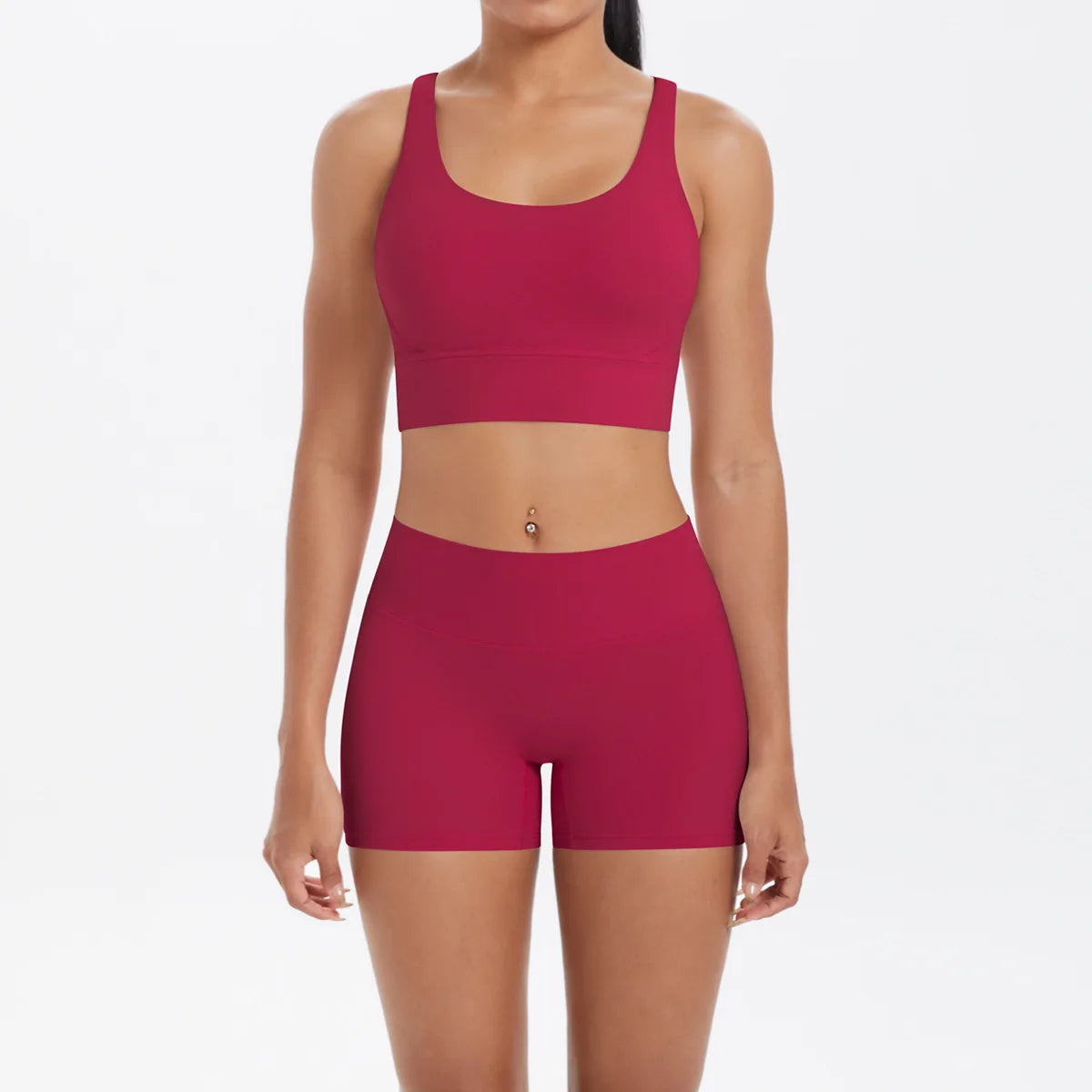 Yoga Sport Set Women Seamless Crop Top Bra Shorts Yoga Set Comfort Elastic Sportsuit Workout Outfit Fitness Gym Clothes