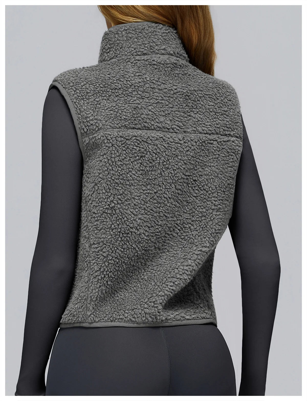 Winter Women's Standing Collar and Velvet Sports Vest Sleeveless Zipper Outerwear Vest Outdoor Running and Fitness Top