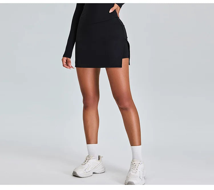 High Waist Sports Short Skirt Women's Yoga Short Skirt Running Training Fitness Tennis A-line Skirt Fake Two Yoga Short Skirts