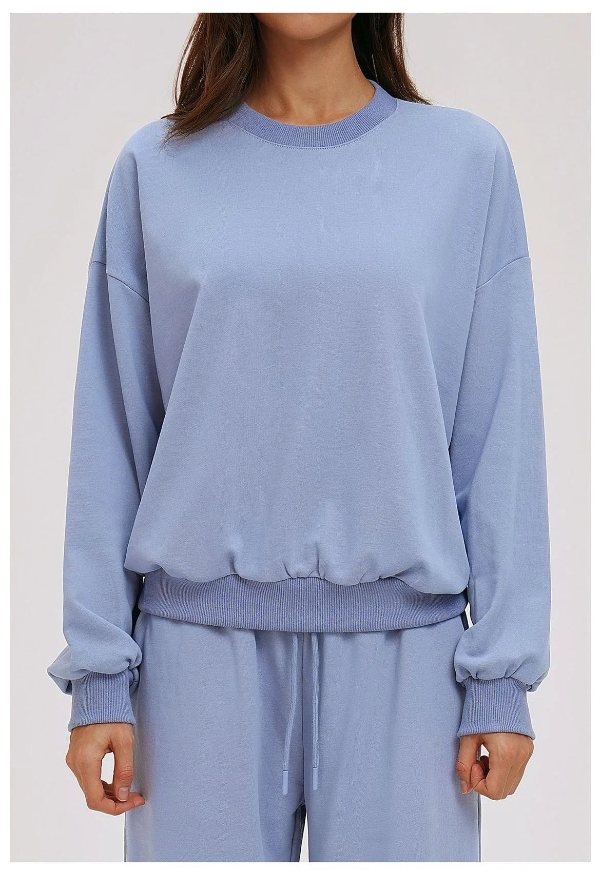 Knitted Round Neck Sports Hoodie for Women Long Sleeves for Outerwear Casual Loose Hoodie Running Top Fitness Sportswear